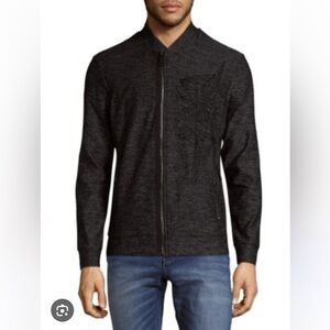 ANTONY MORATO Charcol Geometric Embroidered Zip Fleece Sweater